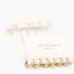 Aretes 6 pzs Chapa de Oro Perlas 0127