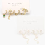 Aretes 6 pzs Chapa de Oro Zirconias 0122