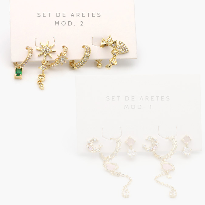 marcate299 Aretes 6 pzs Chapa de Oro Zirconias 0122 - Image 1