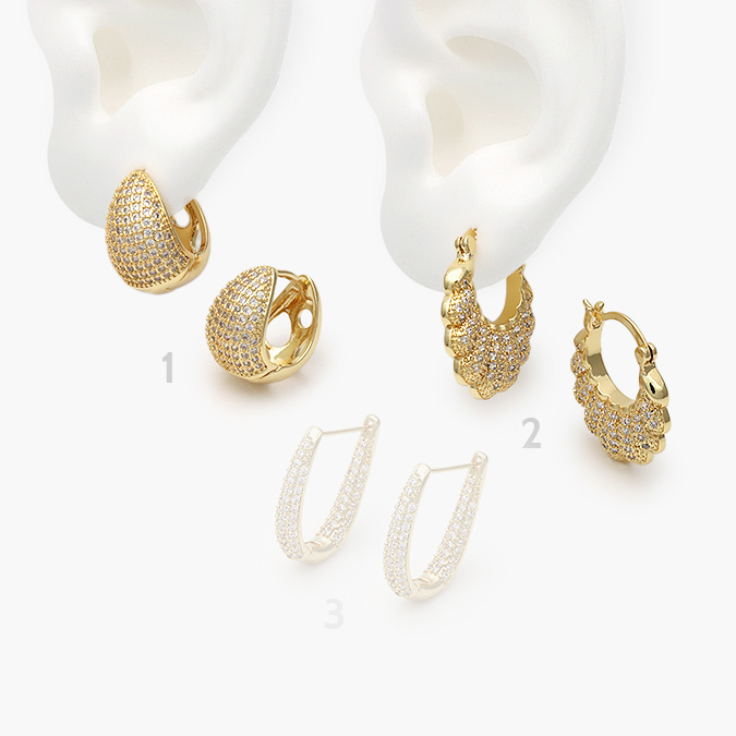 marcate308 Arracadas Chapa de Oro Zirconia 0744 - Image 1