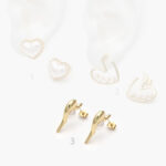 Aretes Acero Inoxidable Corazones Perla 0078