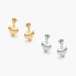 Aretes Chapa de Oro/Rodio Corazones 474