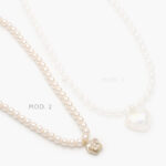 Collar Chapa de oro Perlas Corazón/Flor 558