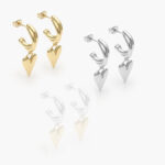 Aretes Chapa de Oro/Rodio Corazones 475