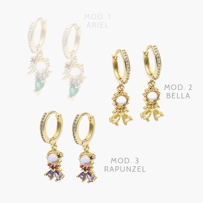marcate296 Hoops Chapa de Oro Princesas Zirconias 0786 - Image 1