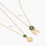 Collar Acero Inoxidable Flor Esmalte Verde 440