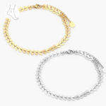 Tobillera Acero Inoxidable Hojas Olivo 396