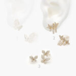 Aretes Chapa de oro Mariposas Perlas 518