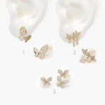 Aretes Chapa de oro Mariposas Perlas 518