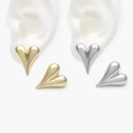 Aretes Chapa de Oro/Rodio Corazón Liso 543