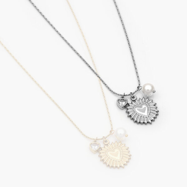Collar Acero Inoxidable Corazones Perla 455 - Image 1