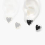 Aretes Chapa de Oro/Rodio Corazón Esmalte 544