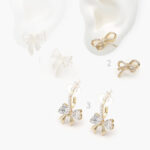 Aretes Chapa de oro Moños Zirconias 523