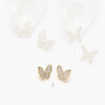 Aretes Chapa de oro Mariposas Zirconia 517