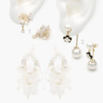 Aretes Chapa de oro Flores Perlas 508