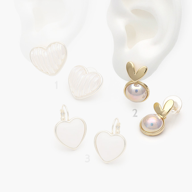 mascara58 Aretes Chapa de oro Corazones Madre Perla 504 - Image 1