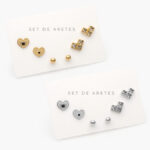 Set Aretes Acero Inoxidable Corazones 27