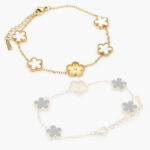 Pulso Acero Inoxidable Flores Esmalte/Madre Perla 491