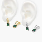 Aretes Chapa de Oro Zirconia Verde 547