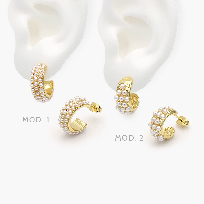 CA10548 Aretes Chapa de Oro Perlas 548 - Image 1