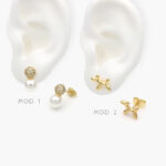 Broqueles Chapa de Oro Perla 398