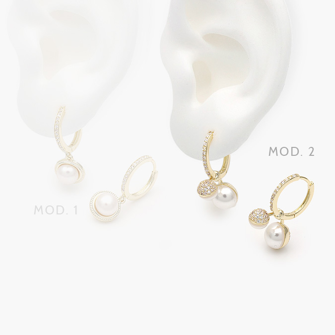 ca40796 Hoops Chapa de Oro Perlas 796 - Image 1