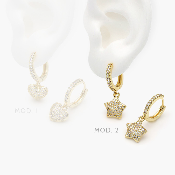 marcate271 Hoops Chapa de Oro Corazones/Estrellas 810 - Image 1