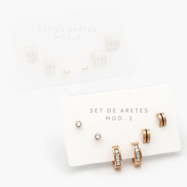 Set Aretes Acero Inoxidable Zirconias 35 - Image 1