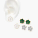 Broqueles Acero Inoxidable Flores Esmalte 41