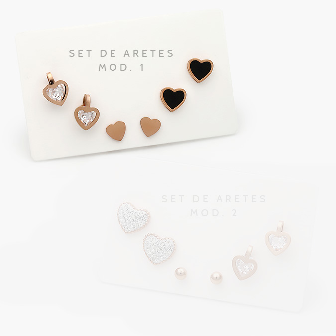 mmarca64 Set Aretes Acero Inoxidable Corazones 34 - Image 1