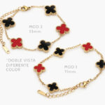 Pulso Acero Inoxidable Flores Doble Vista Rojo & Negro