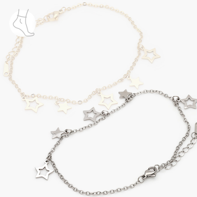 marcate225 Tobillera Acero Inoxidable Estrellas 17 - Image 1