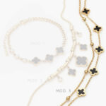 Pulso Acero Inoxidable Flores Esmalte Negro 520