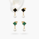 Aretes Acero Inoxidable Flores Perla 118