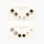 Set Aretes Acero Inoxidable Flores 42