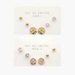 Set Aretes Acero Inoxidable Flores 43