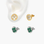 Broqueles Acero Inoxidable Flor Madre Perla 52