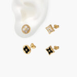 Broqueles Acero Inoxidable Flor Madre Perla 54