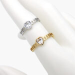 Anillo Acero Inoxidable Corazón Zirconia 0381