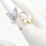 Anillo Ajustable Acero Inoxidable Mariposa Madre Perla 0384