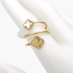 Anillo Acero Inoxidable Doble Flor Madre Perla 0395