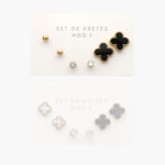 Set Aretes Acero Inoxidable Flores Esmalte 41