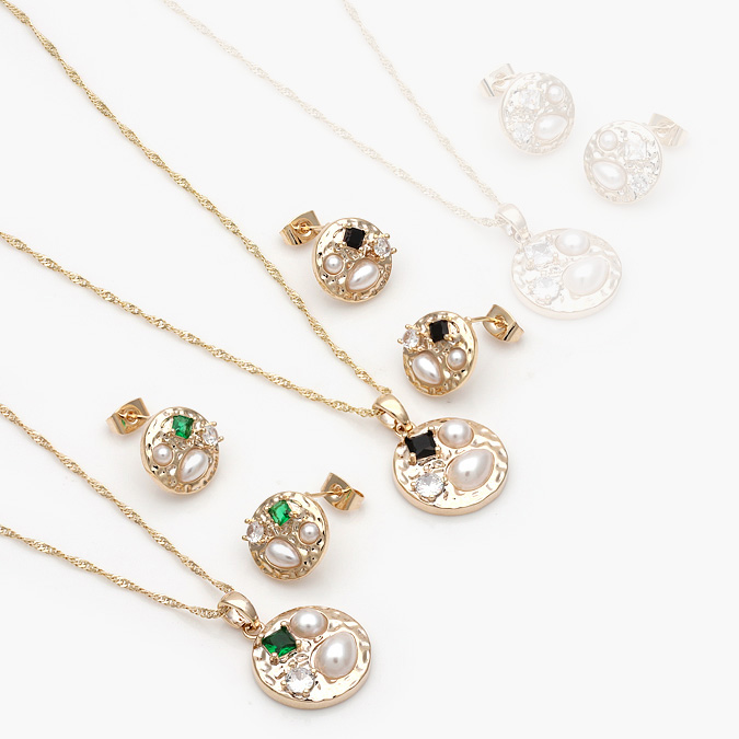 cj5593 Set Chapa de oro Perlas 5593 - Image 1
