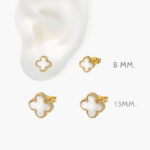 Broqueles Acero Inoxidable Flores Madre Perla 48