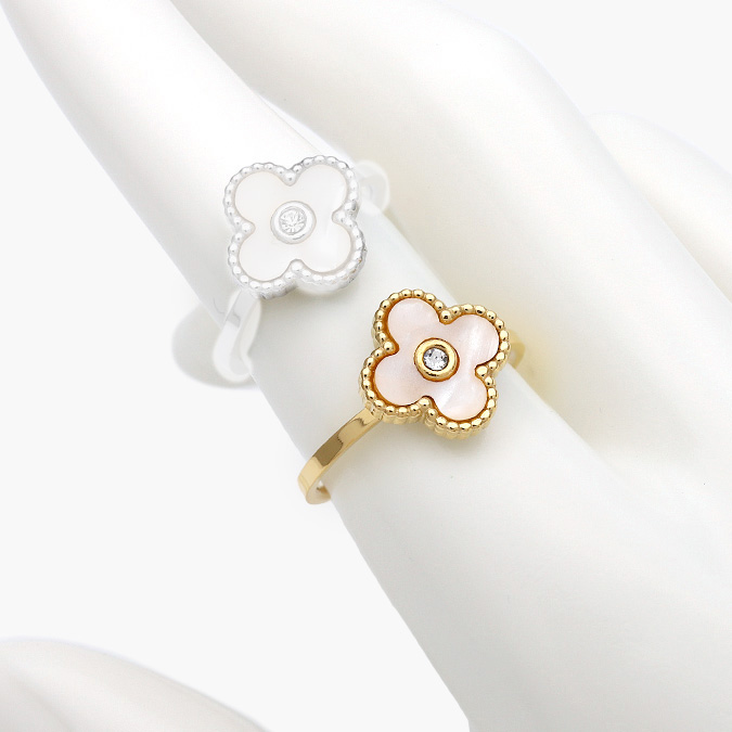 marcate110 Anillo Acero Inoxidable Flor Madre Perla 0401 - Image 1