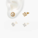 Broqueles Acero Inoxidable Flor Madre Perla 54