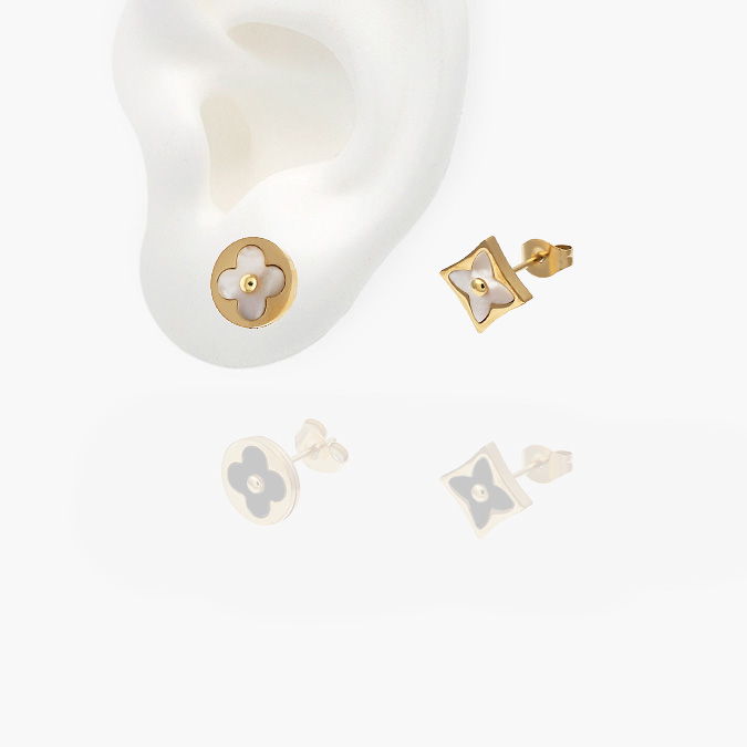 mmarca71 Broqueles Acero Inoxidable Flor Madre Perla 54 - Image 1