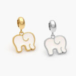 Dije Acero Inoxidable Elefante Esmalte Blanco 506