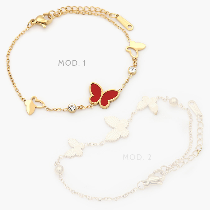 AP0566-1 Pulsos Acero Inoxidable Mariposas Esmalte 566 - Image 1