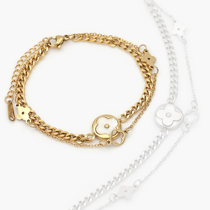 AP0593-1 Pulso Doble Acero Inoxidable Flor Madre Perla 593 - Image 1